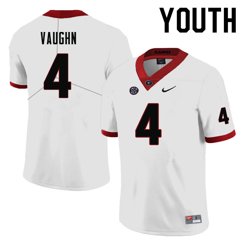 Youth #4 Sam Vaughn Georgia Bulldogs College Football Jerseys-White